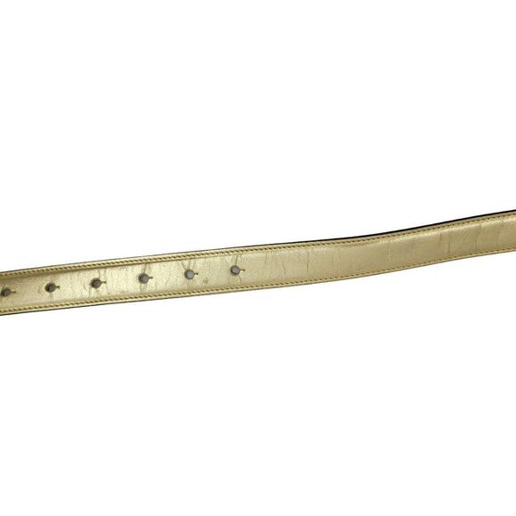 Vintage Paloma Picasso Gold Leather Belt M‎ Peg Closure Metal XXOO Buckle Italy main image 7
